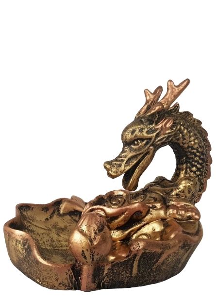 Incensário Cascata Dragão Dourado (13 cm)