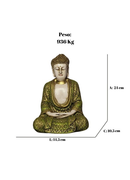 Buda Meditando (24cm) Verde