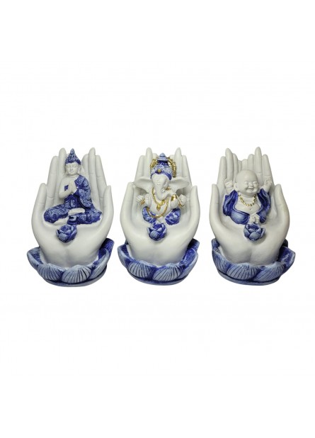 Trio de Incensários Budas e Ganesha (11cm)