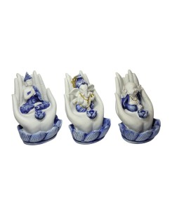 Trio de Incensários Budas e Ganesha (11cm)