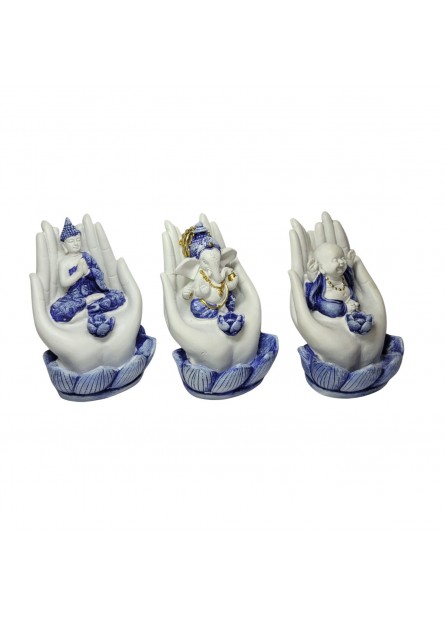 Trio de Incensários Budas e Ganesha (11cm)