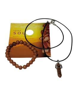 Kit de Colar + Pulseira - Pedra do Sol