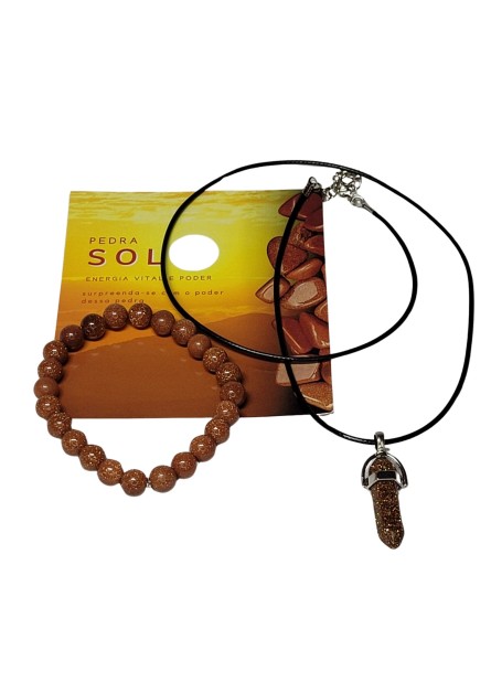 Kit de Colar + Pulseira - Pedra do Sol