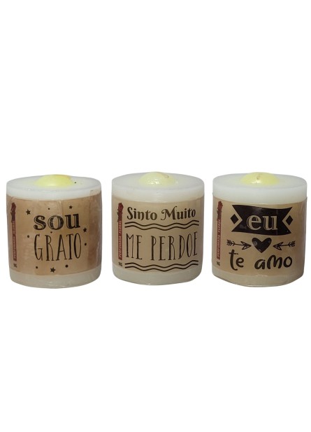 Kit de Velas Aromáticas - Frases Ho'oponopono (03 unidades)